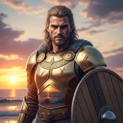 Photorealistic Viking Berserker Warrior | Stunning Ocean Sunset
