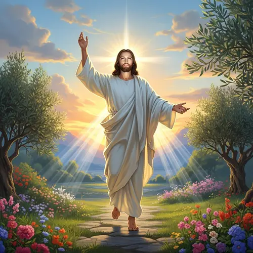 Jesus Risen: Symbol of Hope and Divine Light