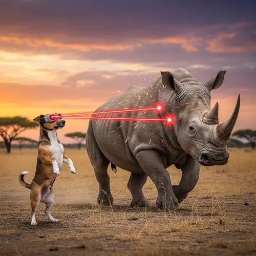 Dog Shoots Laser Beams at Rhino: A Fun Adventure