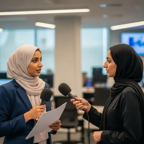 Empowering Female Professionals Interview in Modern Newsroom