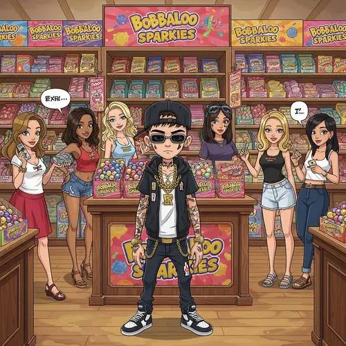 Animated Gangster in a Candy Store Scene