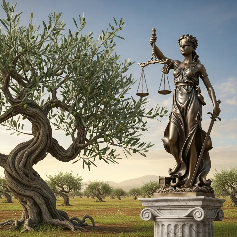 Lady Justice Marble Sculpture with Olive Vine | Classic Symbol