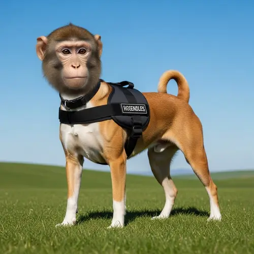Dog-Monkey Fusion: Agility meets Curiosity in a Whimsical Scene