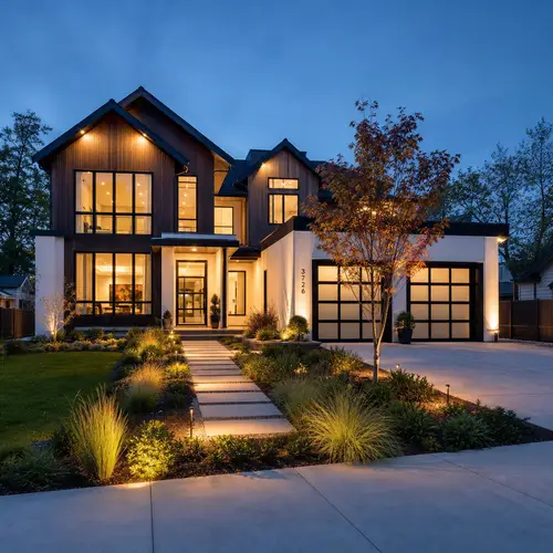 Stunning Contemporary Suburban Home at Dusk