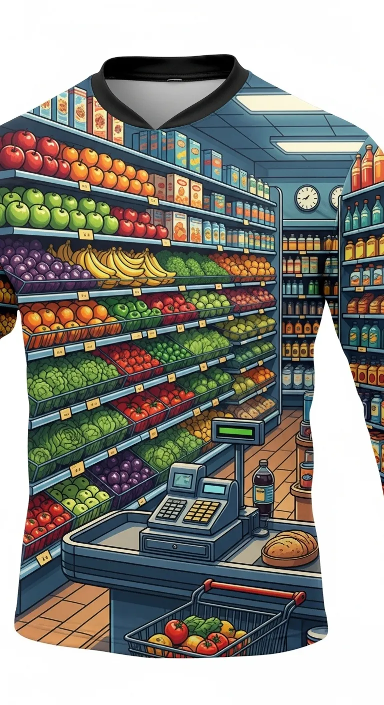 Vibrant Grocery Store Jersey Design for Sportswear