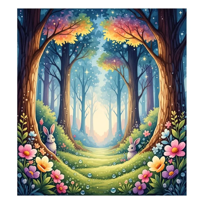 Magical Forest Watercolor: Enchanting Enchanted Landscape Art