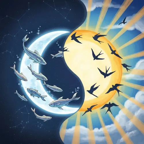 Magical Half-Moon and Half-Sun Drawing