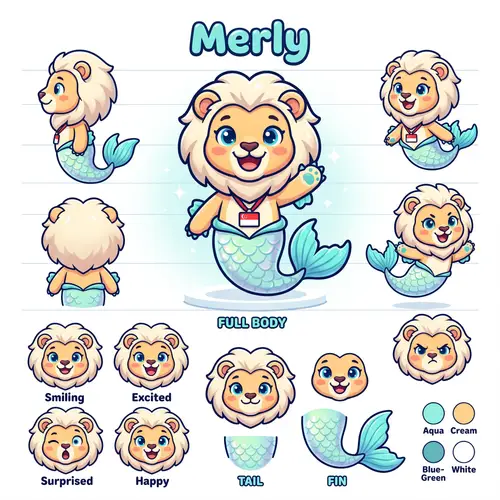 Adorable Merlion Mascot Design Sheet | Merly