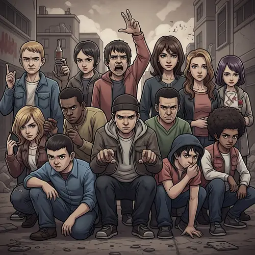 Youth Violence Street Art - Social Issue Depiction