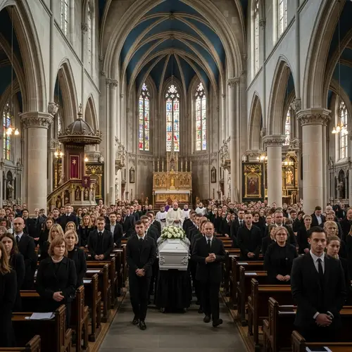 Solemn Funeral Procession in Ancient Church | Reflection on Mortality