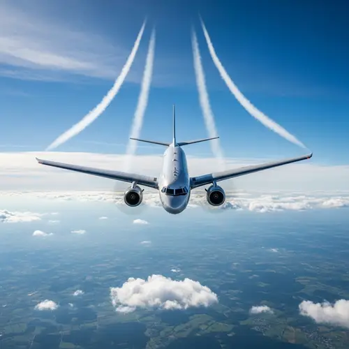 Airplane in Sky: Soaring Above a Green Landscape