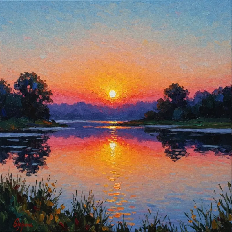 Impressionist Sunset Artwork - Capturing Nature's Beauty