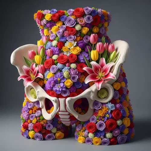 Floral Female Pelvis Sculpture - Artistic Anatomy Representation