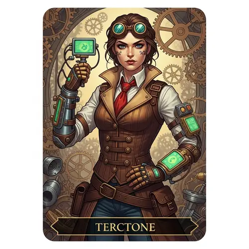 Daunting Steampunk Inventor Tarot Card Illustration