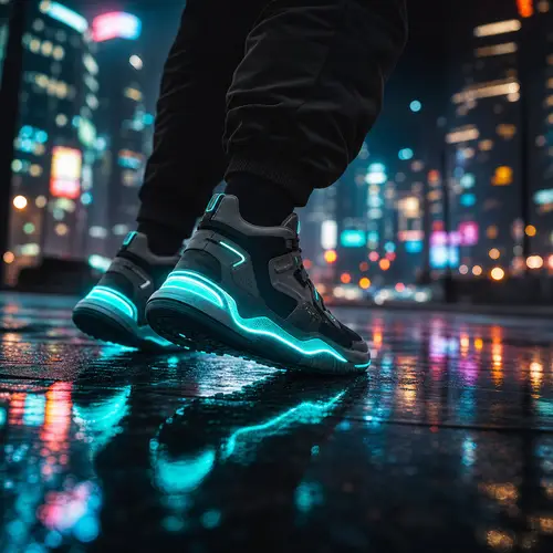 Futuristic Fashion: Neon Sneakers & City Nights