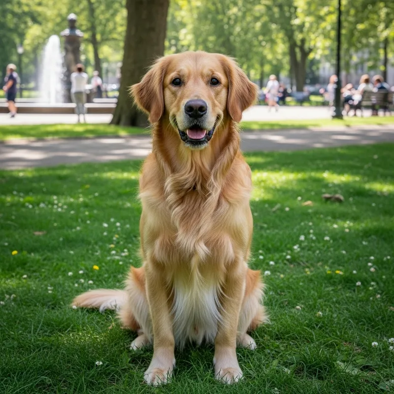 Golden Retriever: A Friendly Park Companion Golden Retriever: A Friendly Park Companion