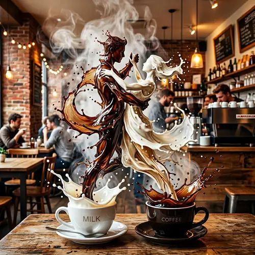 Dancing Coffee and Milk: A Café Delight