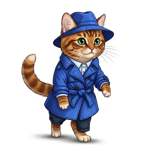 Stylish Medium-Haired Feline in Vibrant Casual Attire