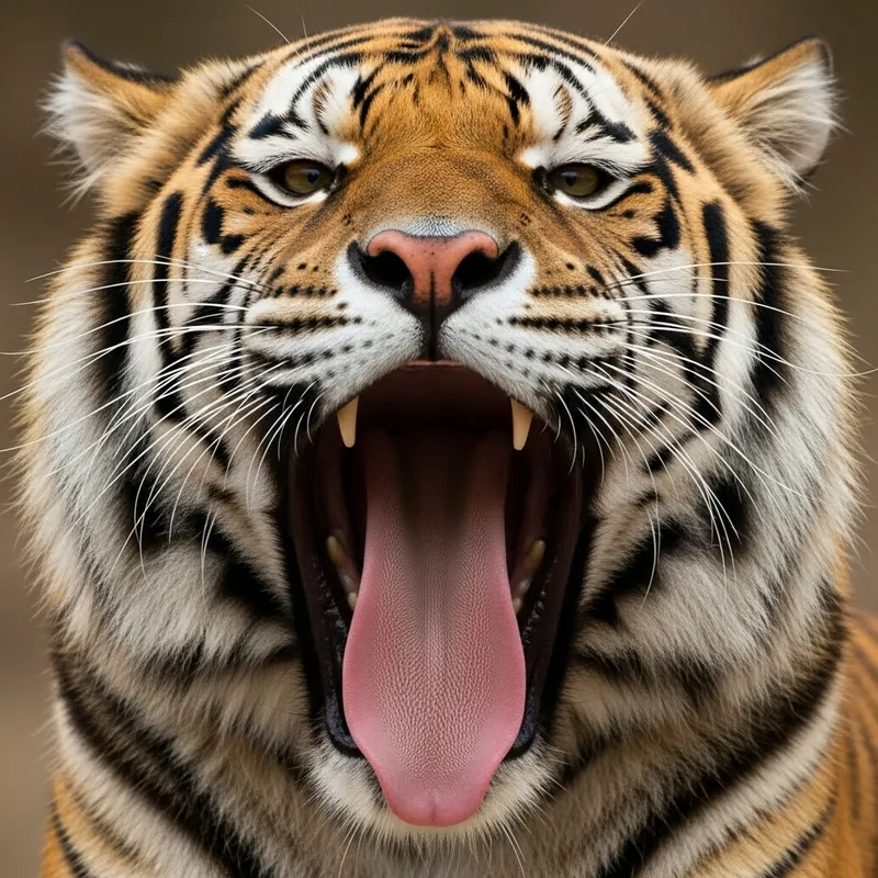 Fluffy Tiger Panting with a Cute Tongue Out