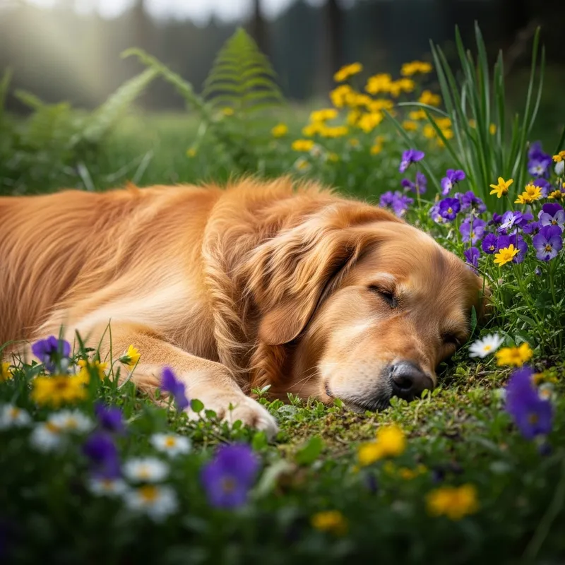 Sleeping Dog in Eternal Peace | Tranquil Nature Scene