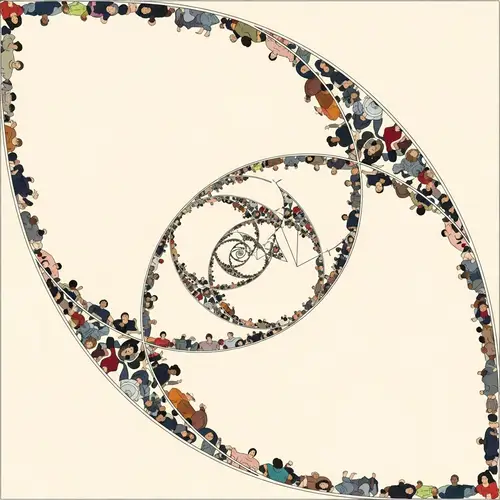 Intricate Artwork Demonstrating Golden Ratio with Diverse Human Figures