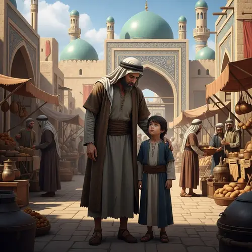 Sick Middle-Eastern Man Protects Young Boy in Historic City
