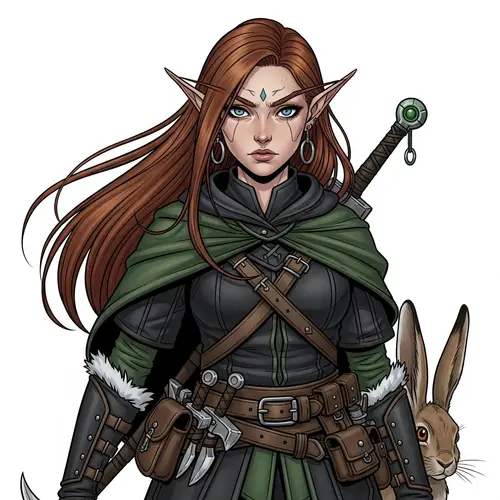 Woodland Half-Elf Rogue Character Design Concept Art