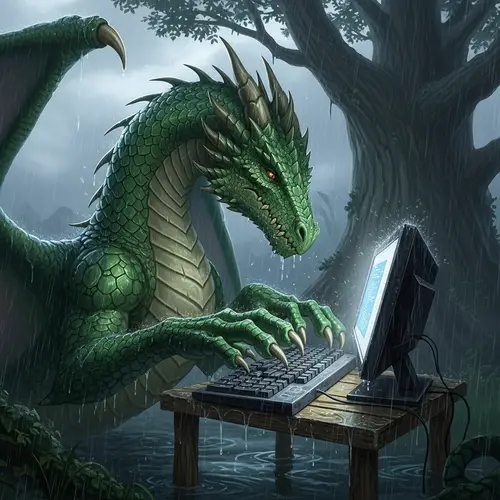 Dragon Typing on Ten-Finger Keyboard in Rainy Weather