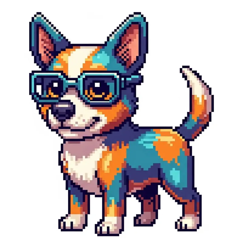 Detailed Dog Pixel Art: Retro Style Canine Image