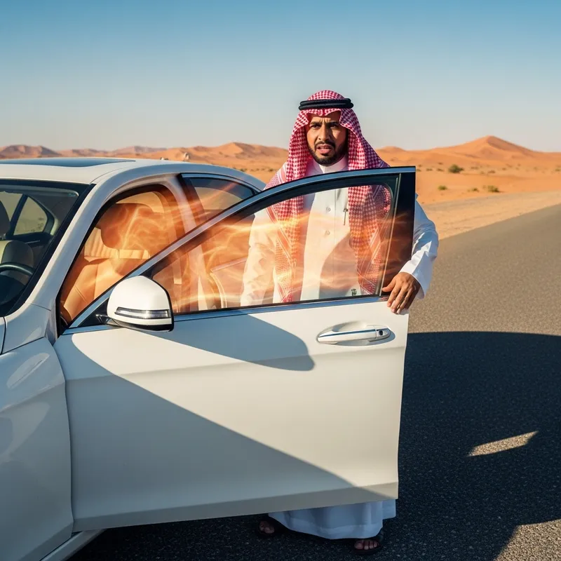 Saudi Man Faces Rising Heat While Opening Car Door