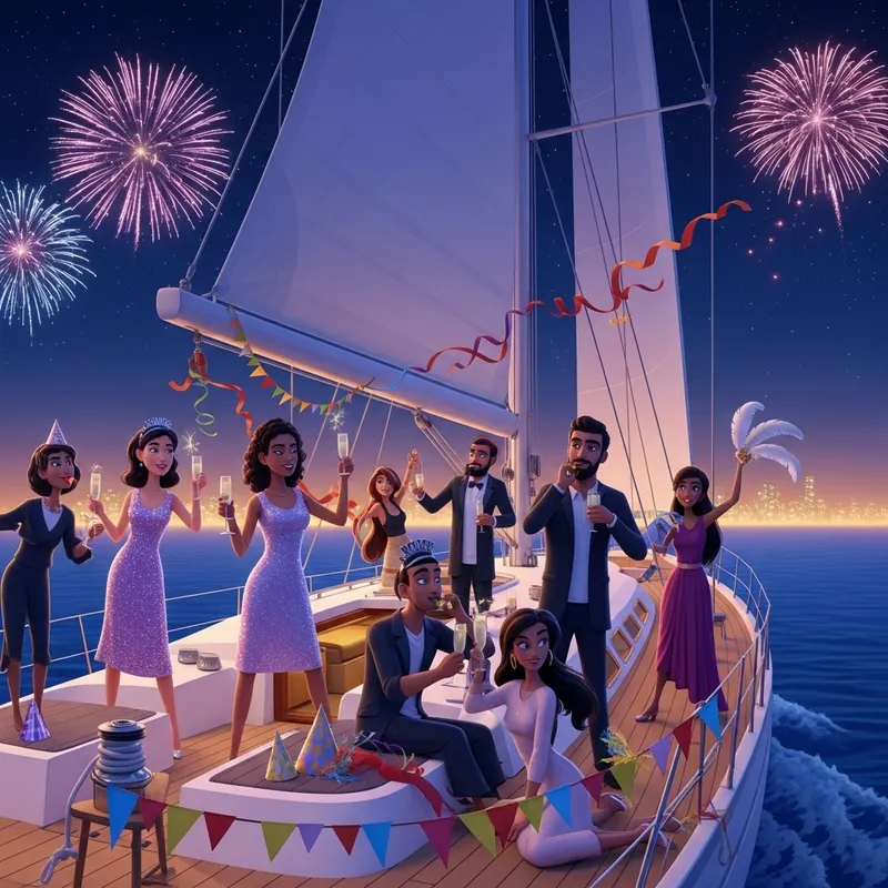 Luxurious New Year Party on Sailing Yacht | Celebration Atmosphere