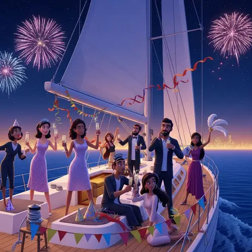 Luxurious New Year's Celebration on Sailing Yacht | Diverse Party Atmosphere