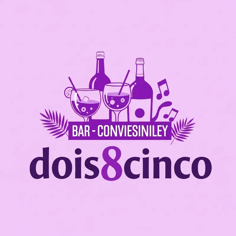 Creative Logo Design for Dois8cinco Bar in Lilac Tones