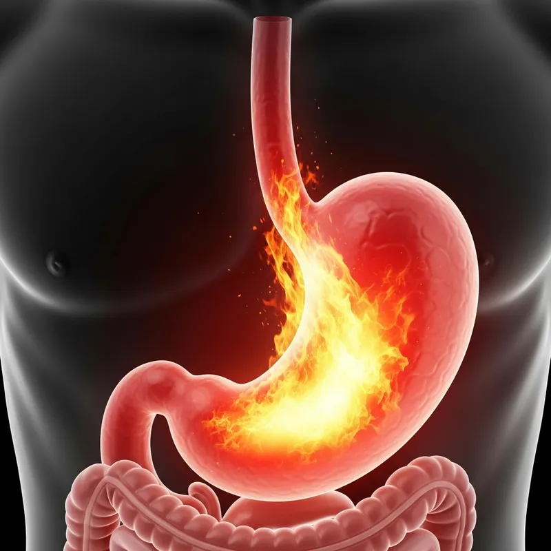 Anatomical Illustration of Stomach Glow: Heartburn Explained