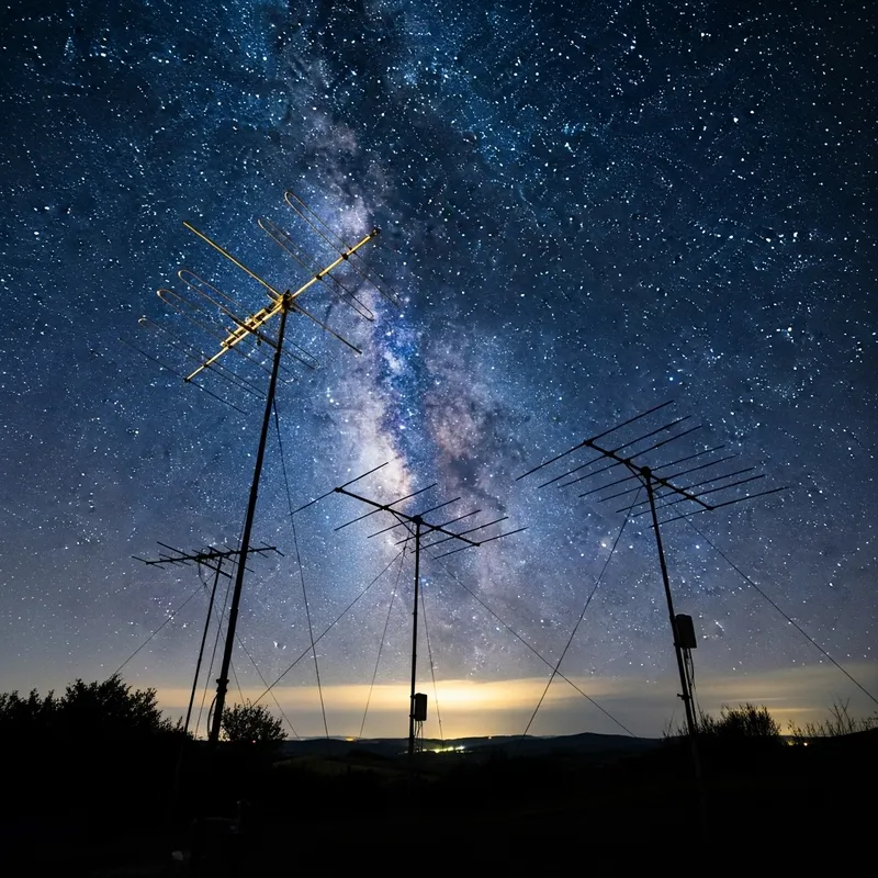 Radio Amateur Antennas with Starry Sky