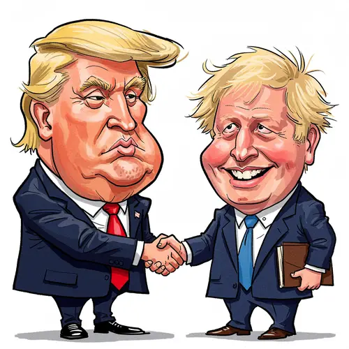 Donald Trump and Boris Johnson Caricature Art