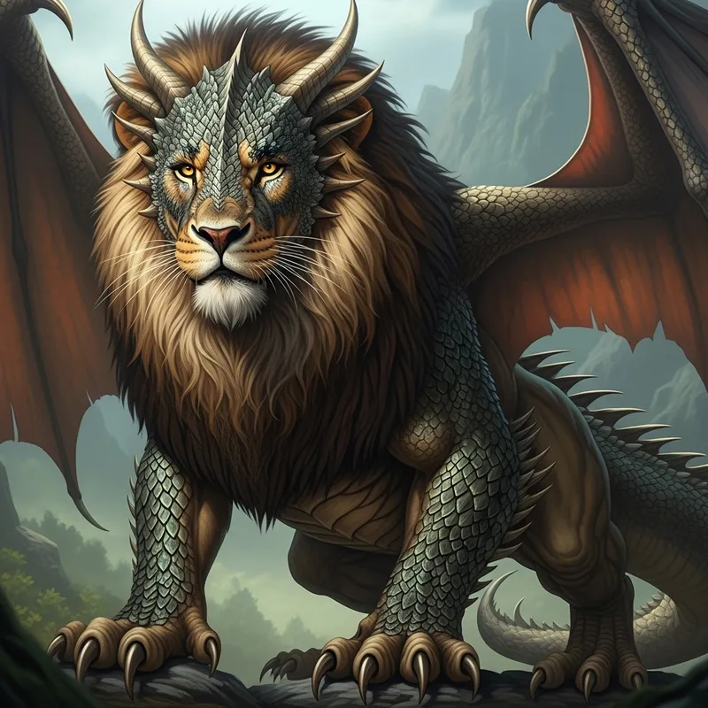 Mystical Lion-Dragon: Majestic Fusion of Power Mystical Lion-Dragon: Majestic Fusion of Power