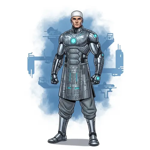 Muslim Superhero in Advanced Metallic Suit | Futuristic Background