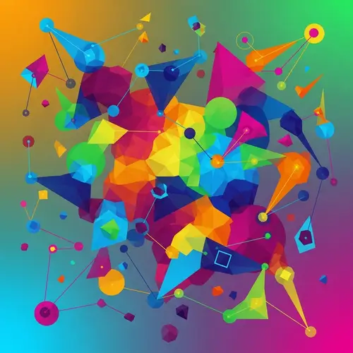 Colorful Interconnected Geometric Shapes