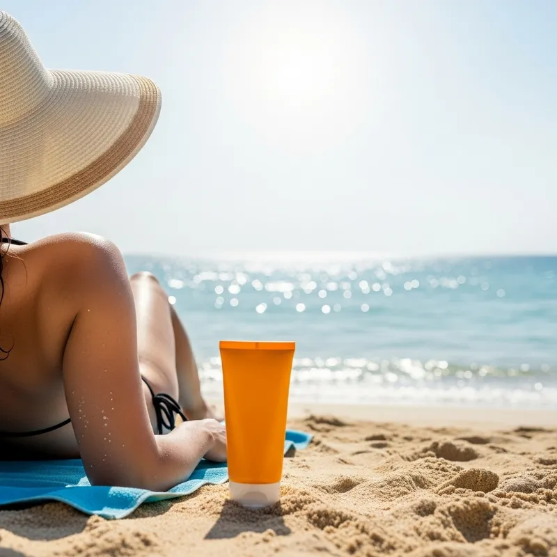 Woman Sunbathing with Sunscreen | Relaxation and Serenity