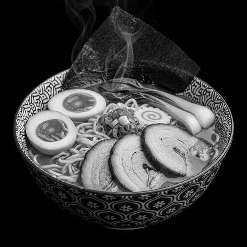 Delicious Bowl of Ramen in Black and White | Classic Feel