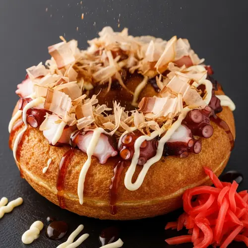Donut-Shaped Takoyaki: Crispy Japanese Snack with Octopus