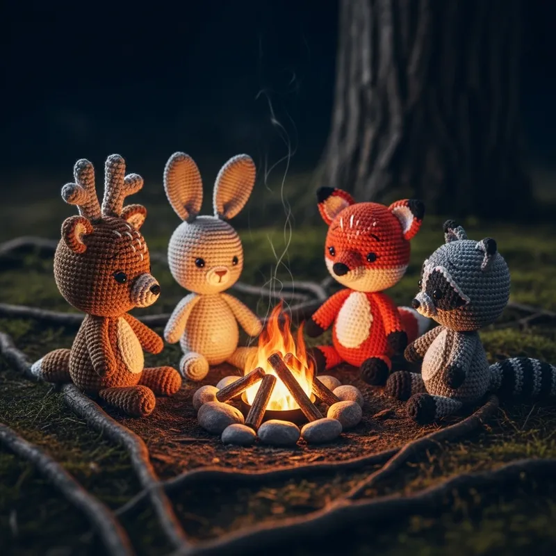Adorable Crochet Amigurumi of Woodland Animals | Enchanting Scene