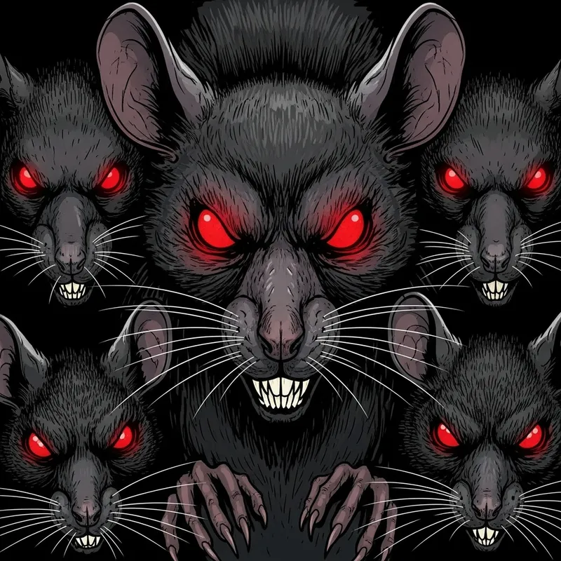 Eerie Red-Eyed Rats: Menacing Horror Comic Art
