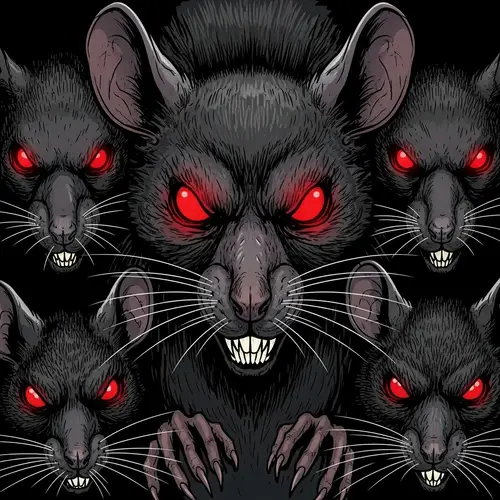 Menacing Demonic Rats: Horror Comic Sketch