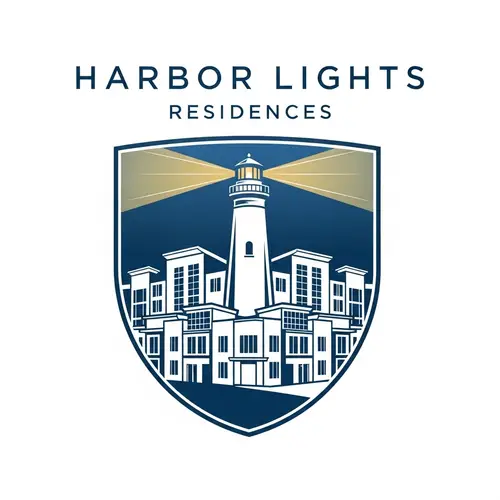 Housing Complex Logo with Lighthouse Background