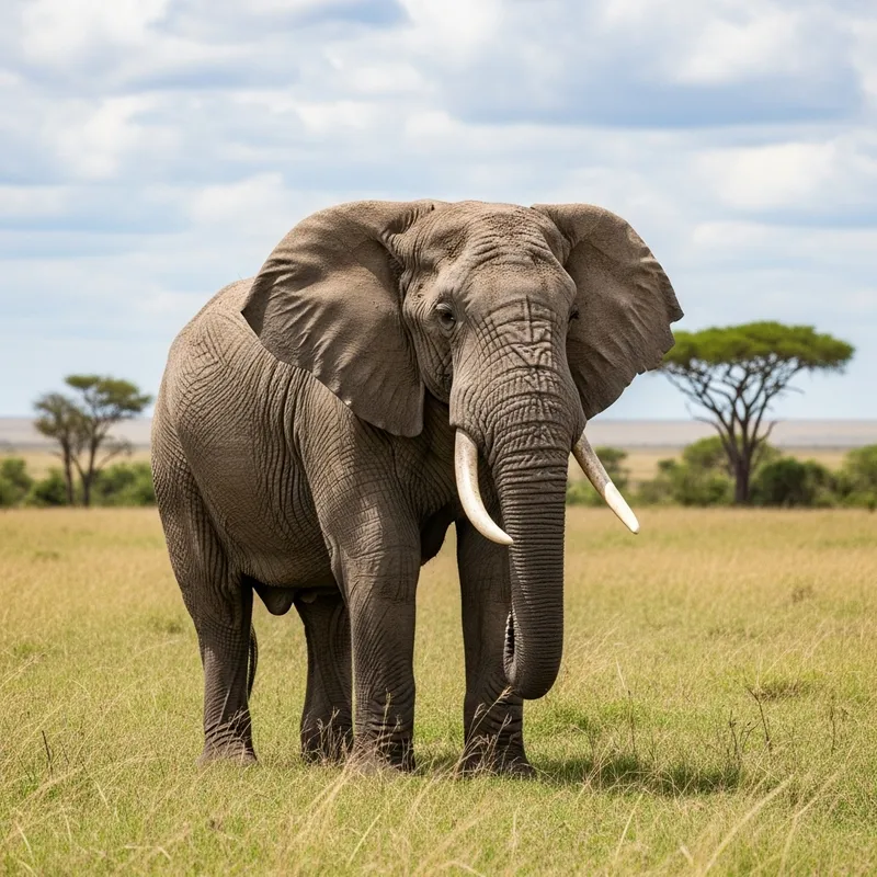 Majestic African Elephant in the Savanna Majestic African Elephant in the Savanna