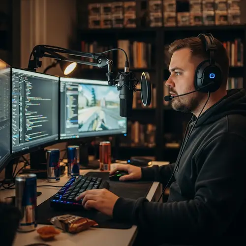 Professional Workstation Setup with Microphone and Headset