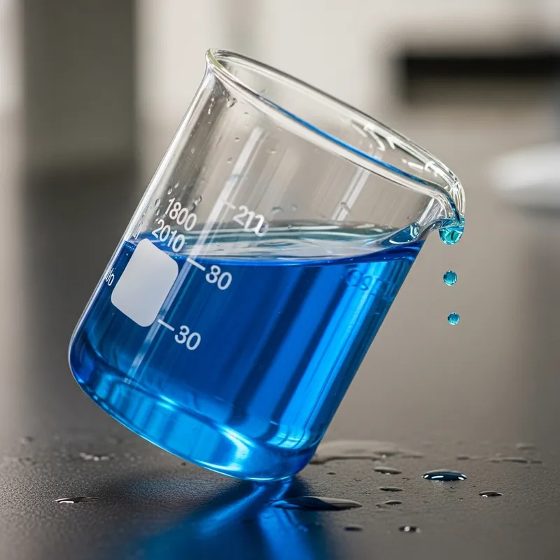 Slanted Beaker Blue Solution - Science Lab Equipment Slanted Beaker Blue Solution - Science Lab Equipment