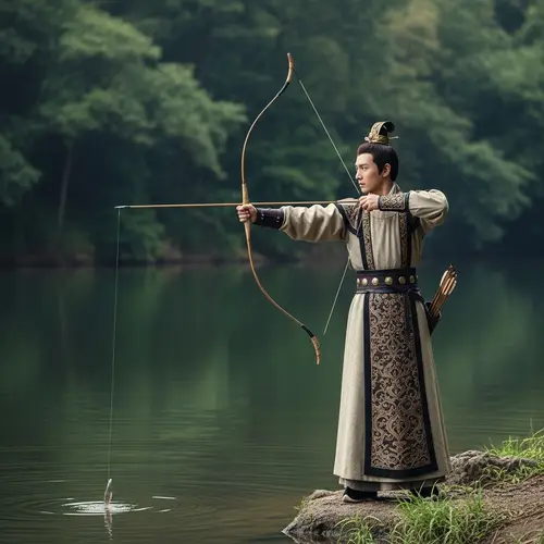 Qin Shi Huang Fishing with Bow and Arrow | Ancient Chinese Emperor